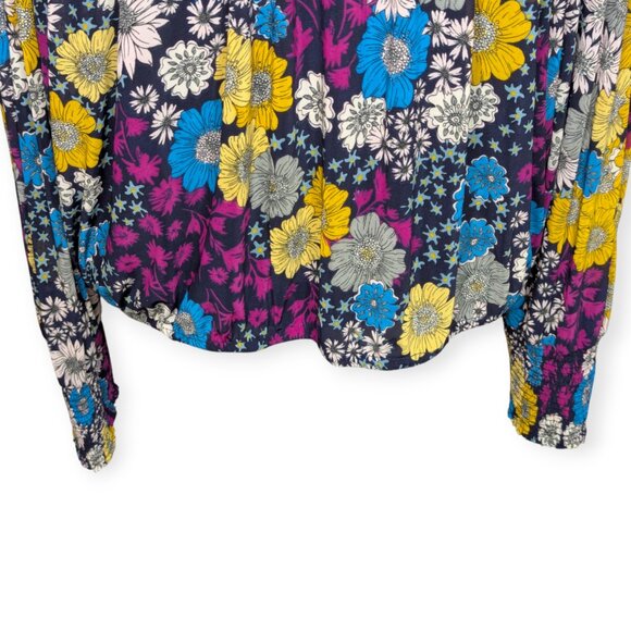 NWT Scoop Ruffled Colorful Floral Print Long Sleeve Blouse Size XL - Picture 4 of 16